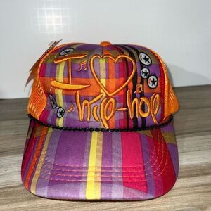 I Love Hip Hop Plaid Baseball Cap Embroidered Snap Back Orange And Purple